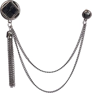 HASHBURYS Men’s Suit Brooch Pin with Double Chain Collar Clip for Suit Lapel Shirt Collar Sweater Cardigan Shawl Clasp Dec... Price In India