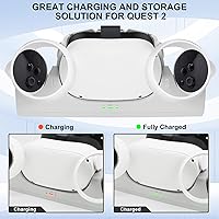 Vista 6 de VR Charger Dock for Quest 2 Accessories, Station Stand for Charging MetaOculus Quest 2 Controller Headset with Elite Strap Attached