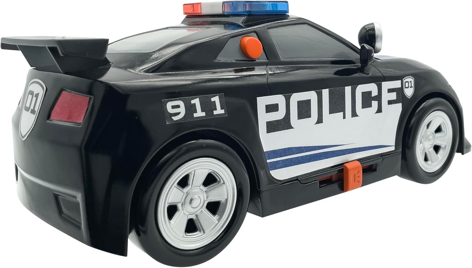 Mighty Fleet Power Movers 15” Interactive Police Car Toy – Motion Drive Motorized Action, Flashing Lights & Siren, Working Spotlight, Batteries Included, Kids Ages 3 +
