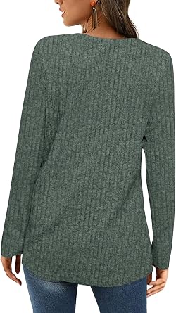 BZB Women's Sweaters Fall 2024 Lightweight Long Sleeve Square Neck Tunic Tops
