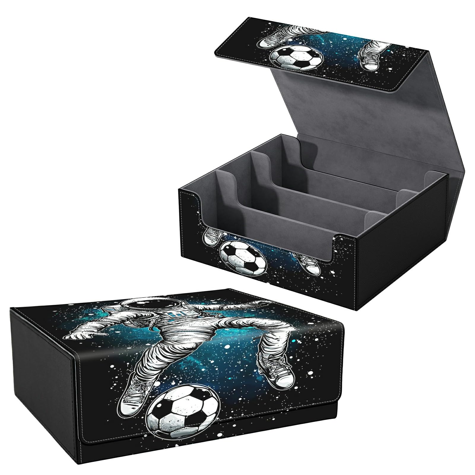 Dikoer for MTG Commander Deck Box Fit Trading Cards, 1800+ Sleeved Cards with PU Leather Magnetic Large Card Storage Case for TCG CCG Magic Sports Cards Man Woman Gift, Soccer Man
