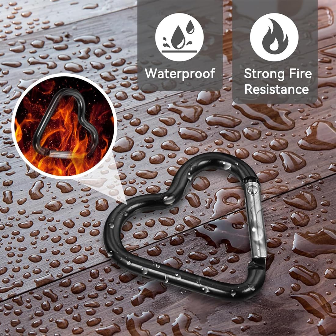 10 Pezzi Moschettoni a Forma di Cuore in Alluminio Leggero e Robusto per Campeggio Pesca Escursionismo Viaggi Portachiavi Accessori Estivi Sicuro - 4