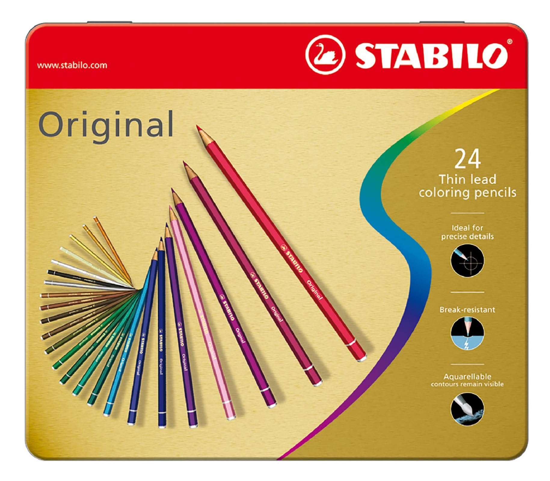 STABILO Premium Colouring Pencils Original 24 Metal Case with 24 Different Colours
