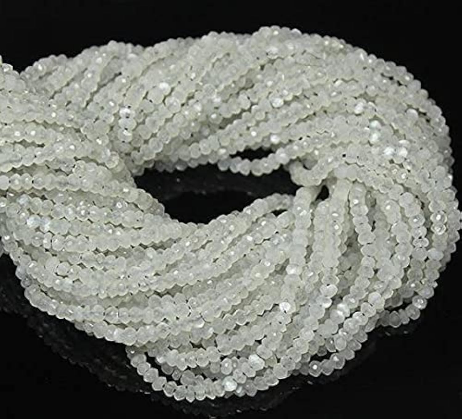Perles rondelles facettées en pierre de lune de feu africaine naturelle 3.5mm pour bijoux DIY