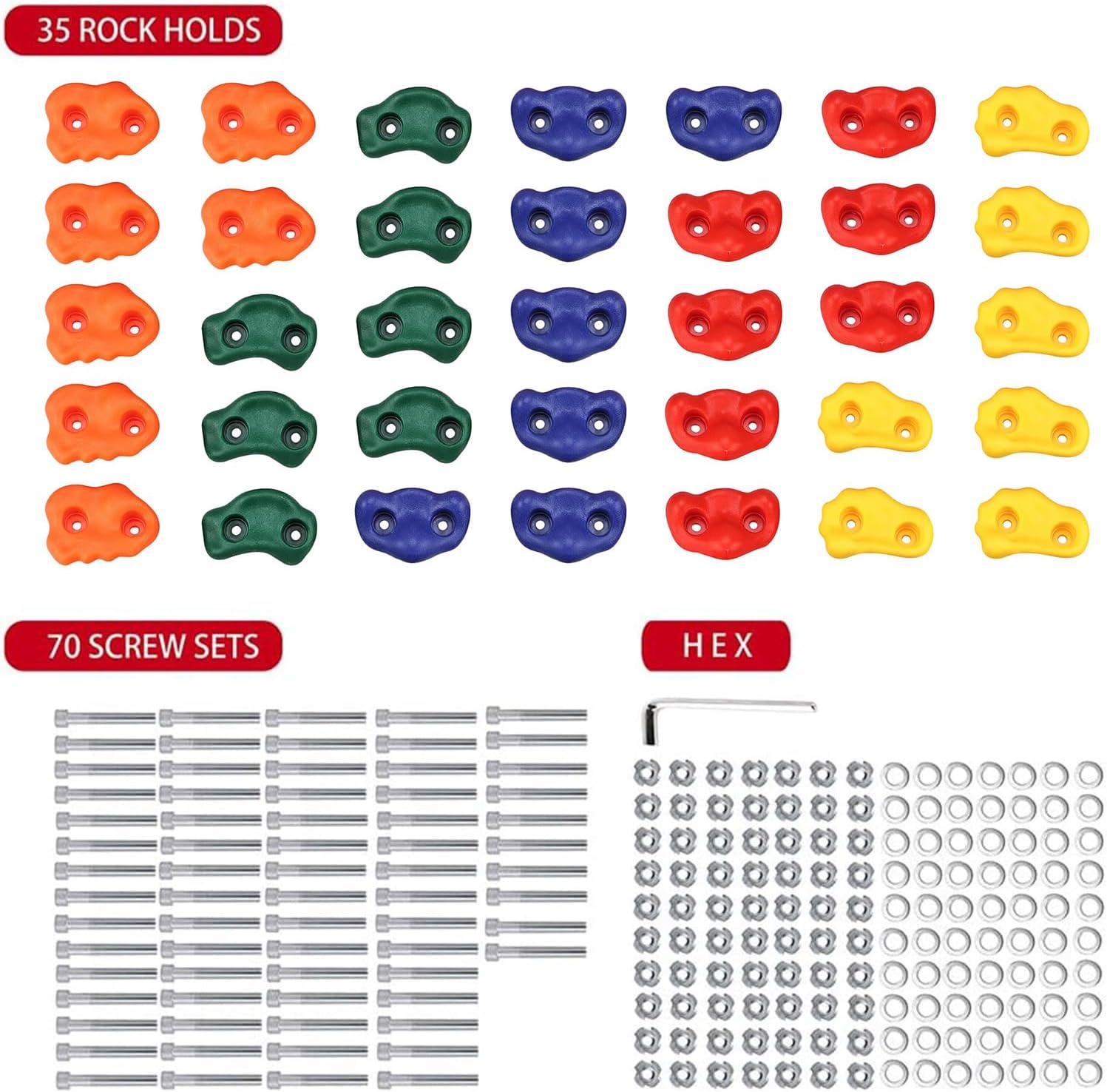 Yaegoo Climbing Holds for Kids and Adults, Rock Climbing Holds - Mounting Hardware Included - Climbing Rocks for DIY Rock Climbing Wall (35 PCS)