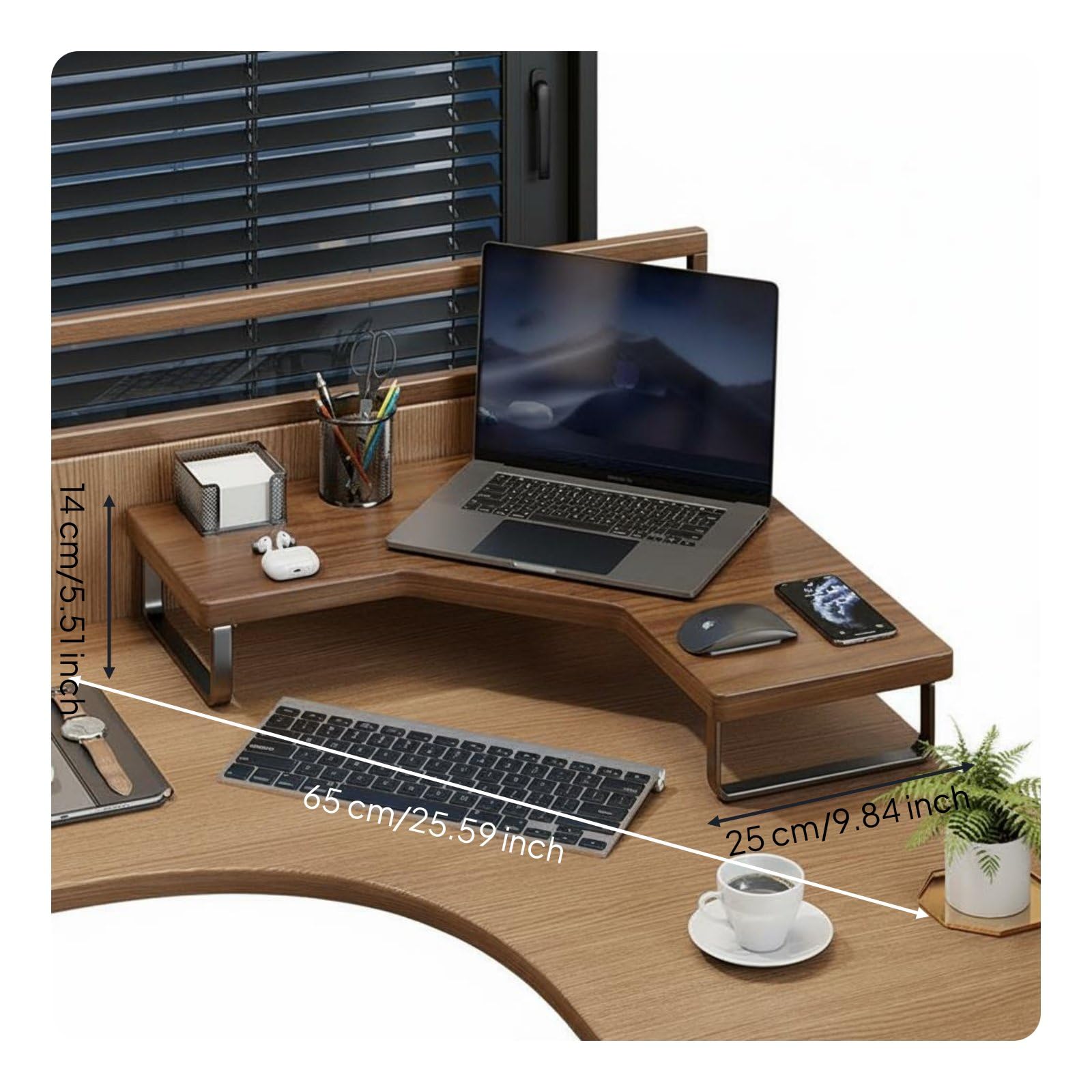 Supporto Desktop Rialzo Schermo Supporto Pc Mensola Angolare L Legno E Ferro Impermeabile con per Tastiera Adatto per Studi Professionali Casa , color to 1 , Alto