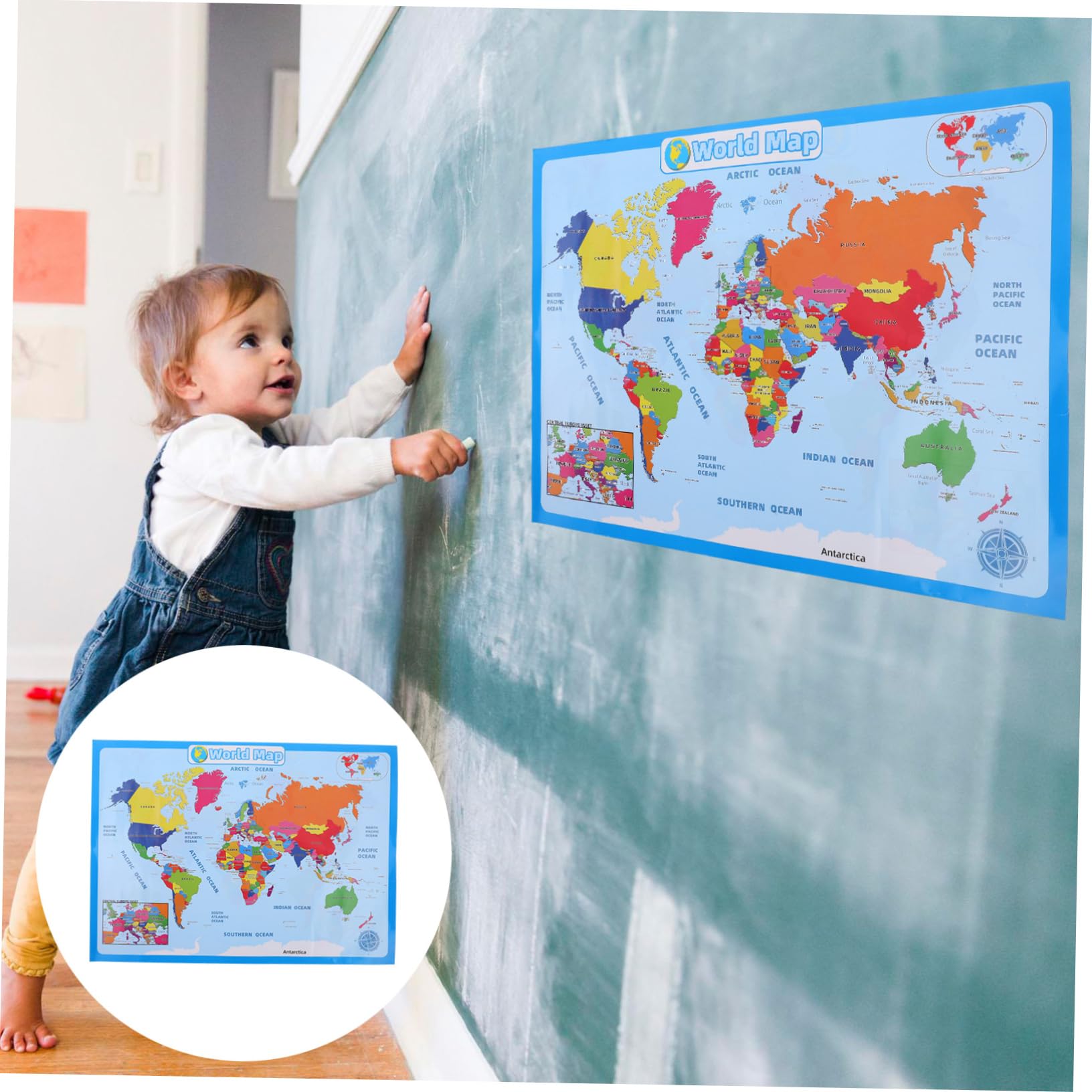 NUOBESTY 4blätter Weltkarte Poster Für Mädchen Bunte Wandkarte Geografischen Im Kindergarten Und Vorschule Für Klassenzimmer Und Kinderzimmer Stil Zufällig