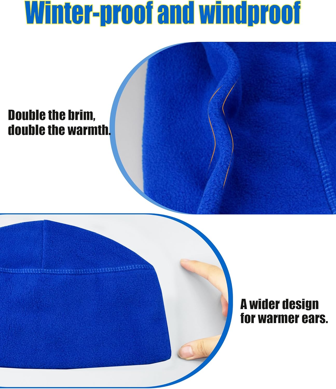 Winter Fleece Beanie, Wide Double-Layer Brim Warm Skull Cap, Windproof Lightweigh Sleep Hat for Men Women - Image 4