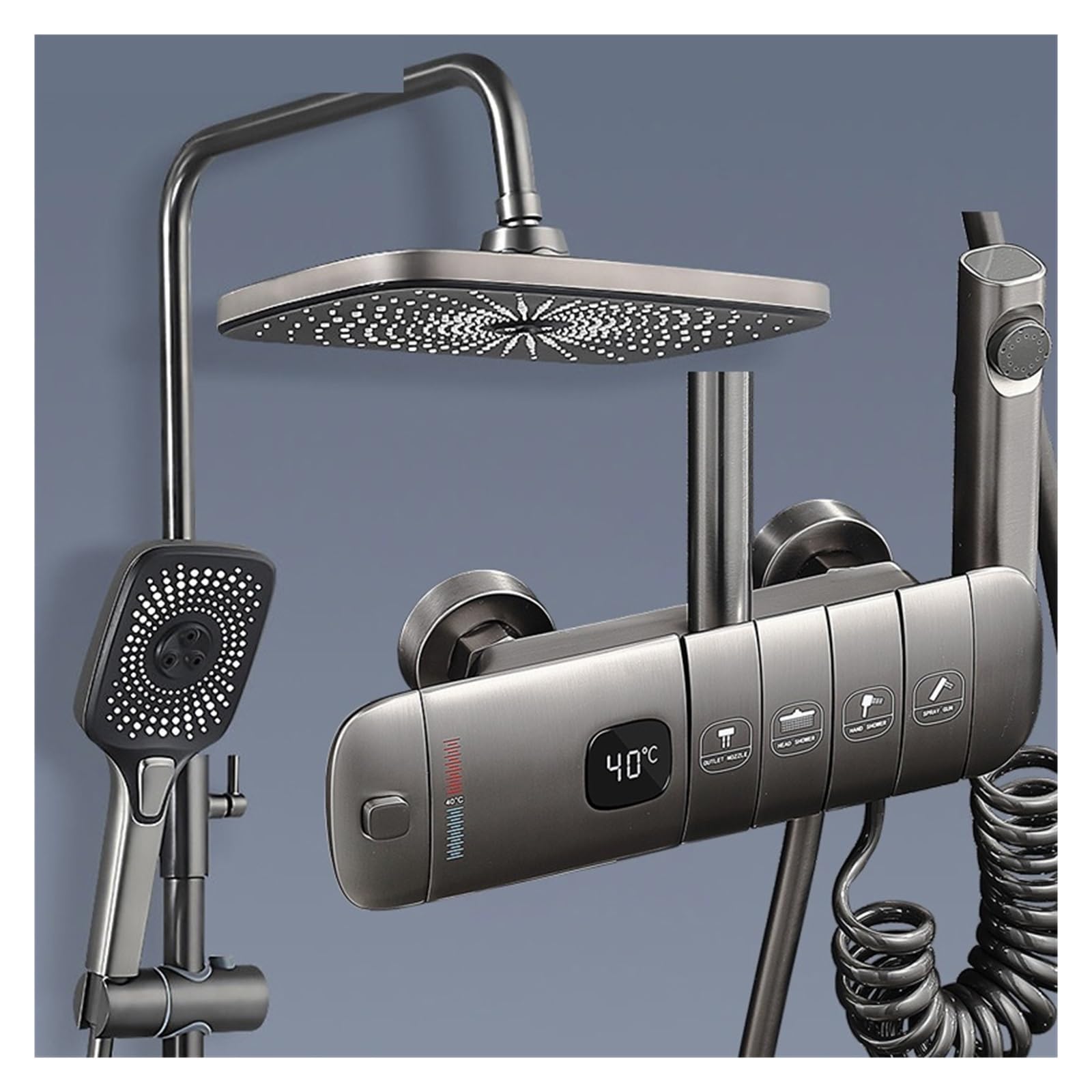 Cyfrowy Prysznic, LED cyfrowy System prysznicowy łazienka termostatyczny zestaw wanna do montażu na ścianie SPA bateria wanny z deszczownicą nowoczesny luksusowy baterii(10 Thermostatic)