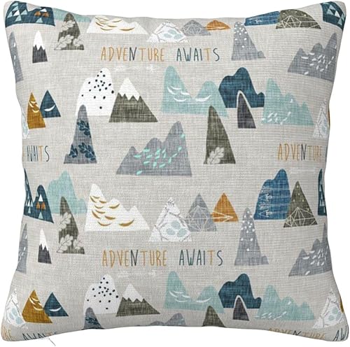 Adventure Awaits - Fundas de almohada decorativas suaves y cuadradas para sala de estar, sofá, dormitorio, casa rural, decoración del hogar, 20 x 20