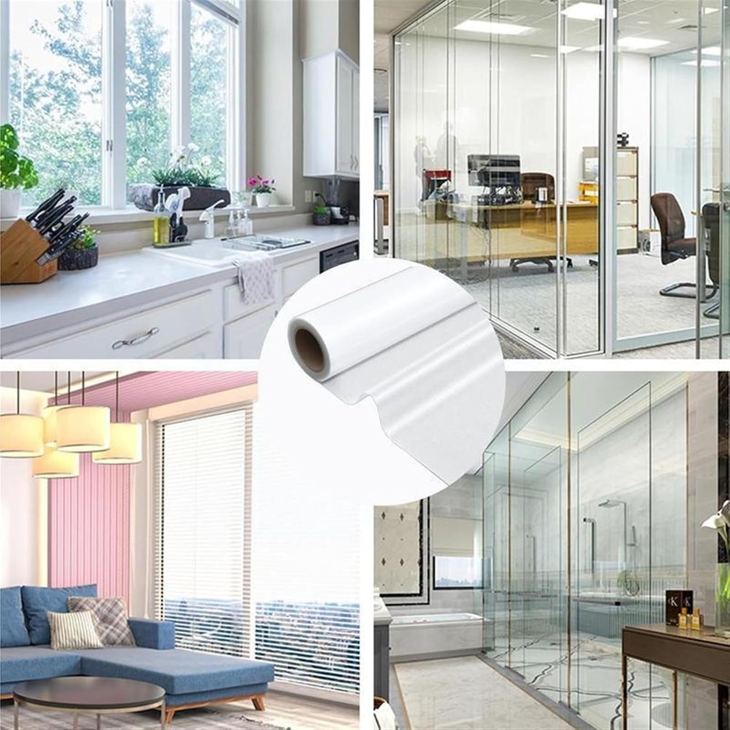 Window Film Matte Window Film Privacy UV Protection Stained Vinyl for Glass Static Cling Frosted Decorative Window Sticker for Bathroom Home Office Decorative Window Film(90x100 cm)