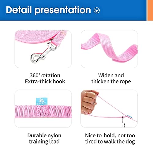Miniatura 3 de BAAPET 15 pies, 20 pies, 30 pies, 50 pies, 100 pies de largo, correa de entrenamiento para perro, gato, entrenamiento, juego, campamento o patio