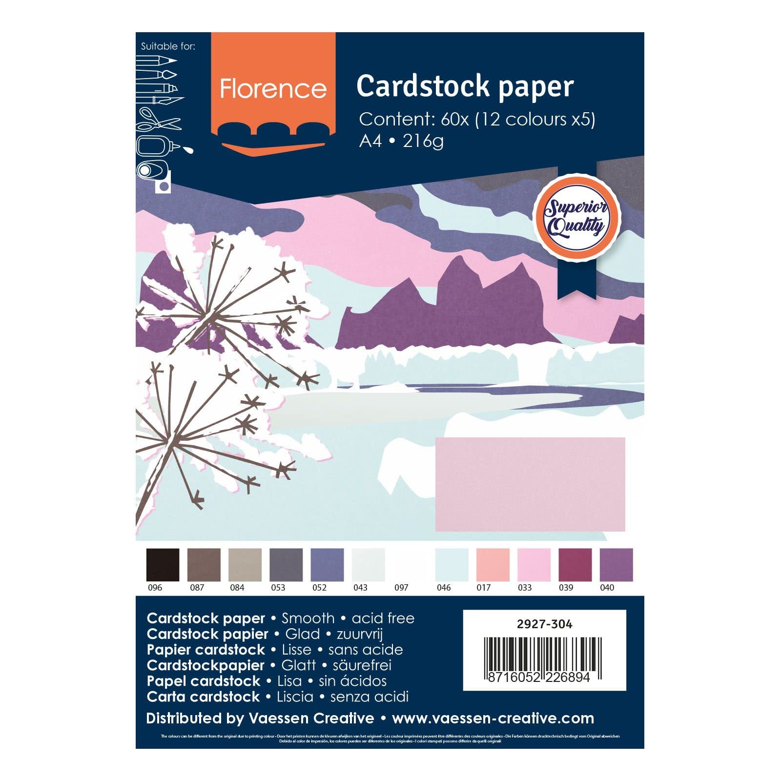 Vaessen Creative Florence 2927-304 Lot de 60 feuilles de papier Vaessen Creative Florence 2927-304 Lot de 60 feuilles de papier