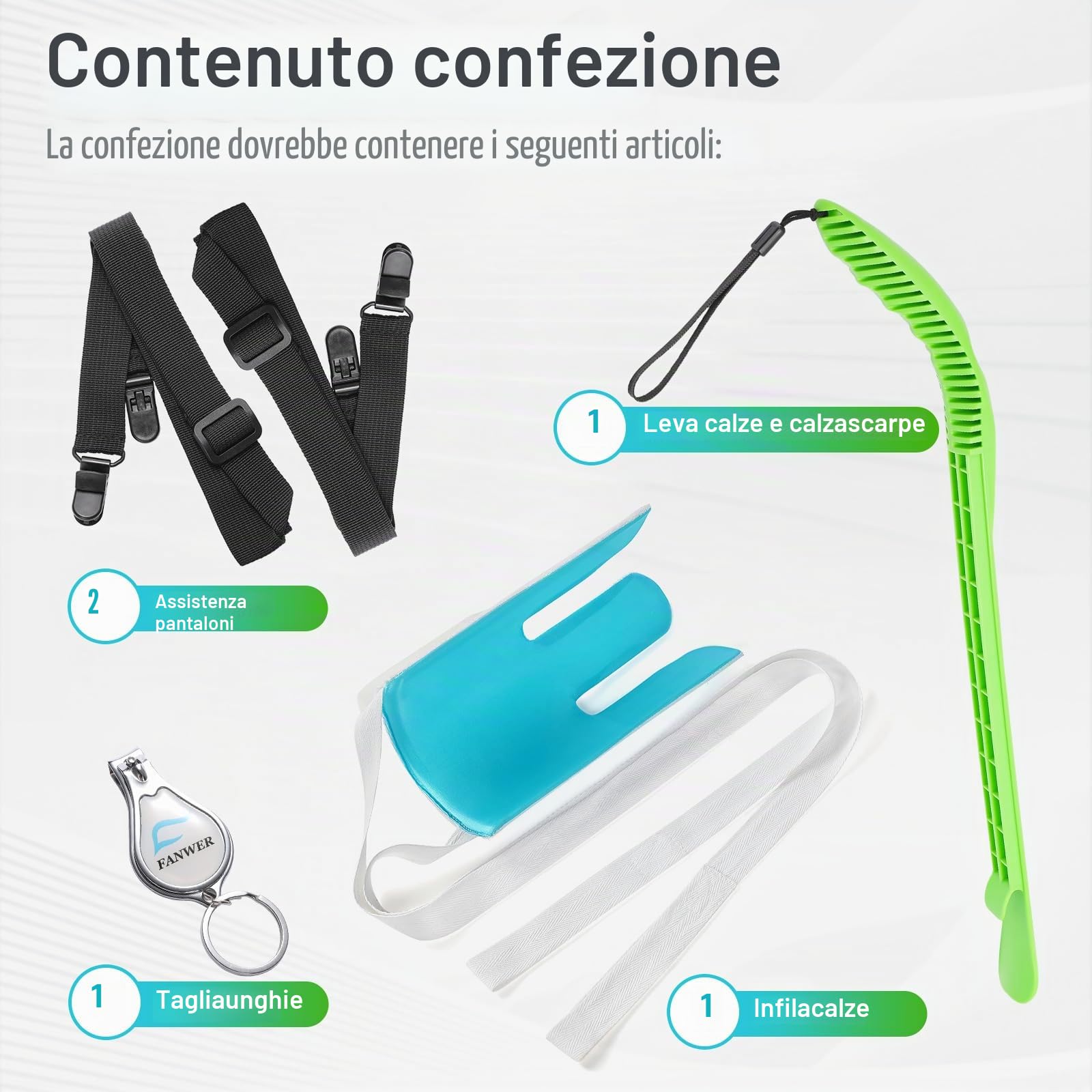 Kit Infila Calze per Anziani, Aiuta a Indossa Calzini, Scarpe e Pantaloni - Indossare Le Calza Calze per Anziani, isabili O Le Persone A Mobilità Ridotta Senza Chinarsi