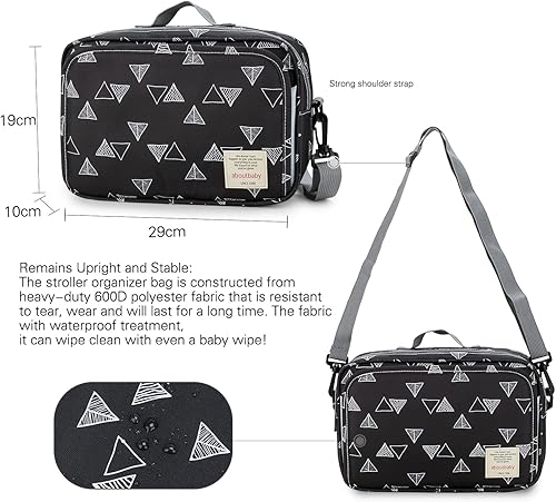 Miniatura 9 de MOMIGO Bolsa de pañales para bebé, bolsa para cochecito de bebé, bolsa para pañales, toallitas y juguetes, Gris nube , Moda