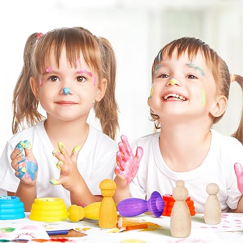 Miniatura 7 de MAGICLULU 5 muñecas de madera en blanco sin acabar, sin pintar, muñecos de marionetas en blanco con clavijas de madera, manualidades para bricolaje,