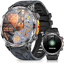 Mingdaln Orologio intelligente militare con GPSussola, orologio intelligente con assistente vocale GPT,a schermo AMOLED da 1,56″ Per uomini, compatibile con Android e iOS (Nero)