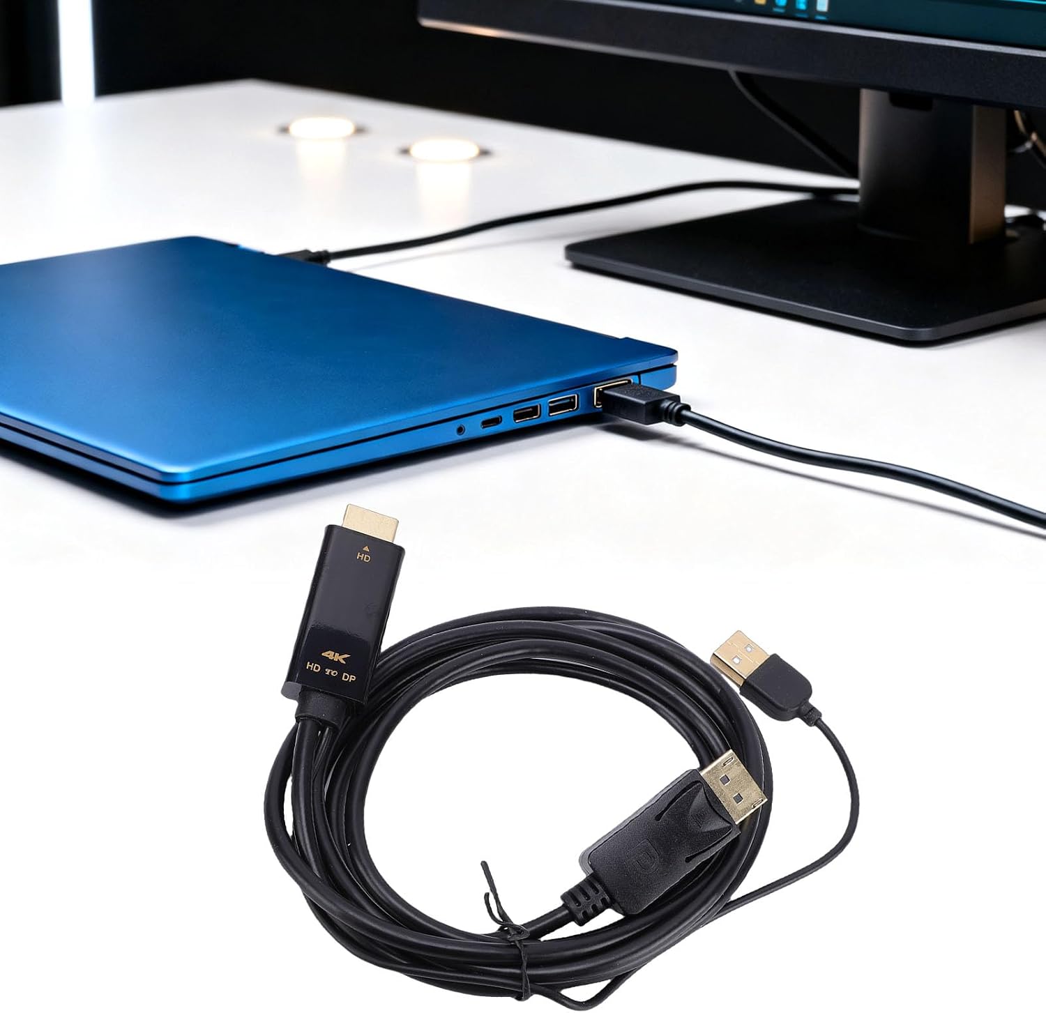 Yunseity High Definition Multimedia Interface to DisplayPort Cable, 4K Gold Plated Cord, Plug and Play, 1.8m Length, Support 60Hz Output, Strong Compatibility, HD Multimedia Interface