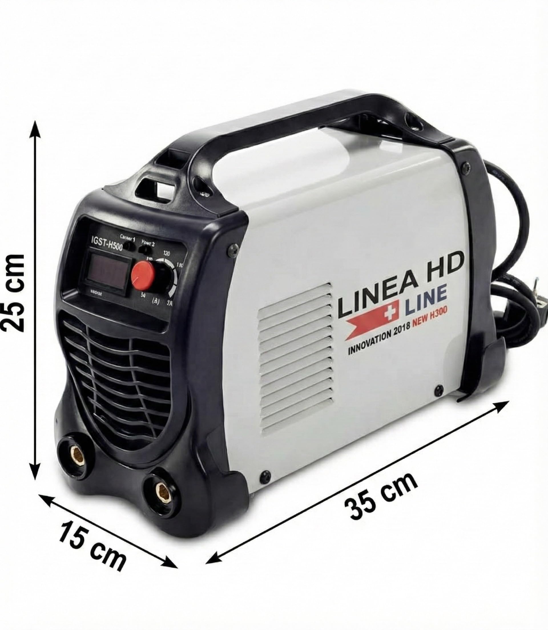 Soldador Inverter Profesional 300A - 15 KVA, Tecnología IGBT, Corriente Continua DC MMA, Pantalla, Incluye 2 Electrodos, Careta, Cepillo, Piqueta, Pinza Porta Electrodo Negativo