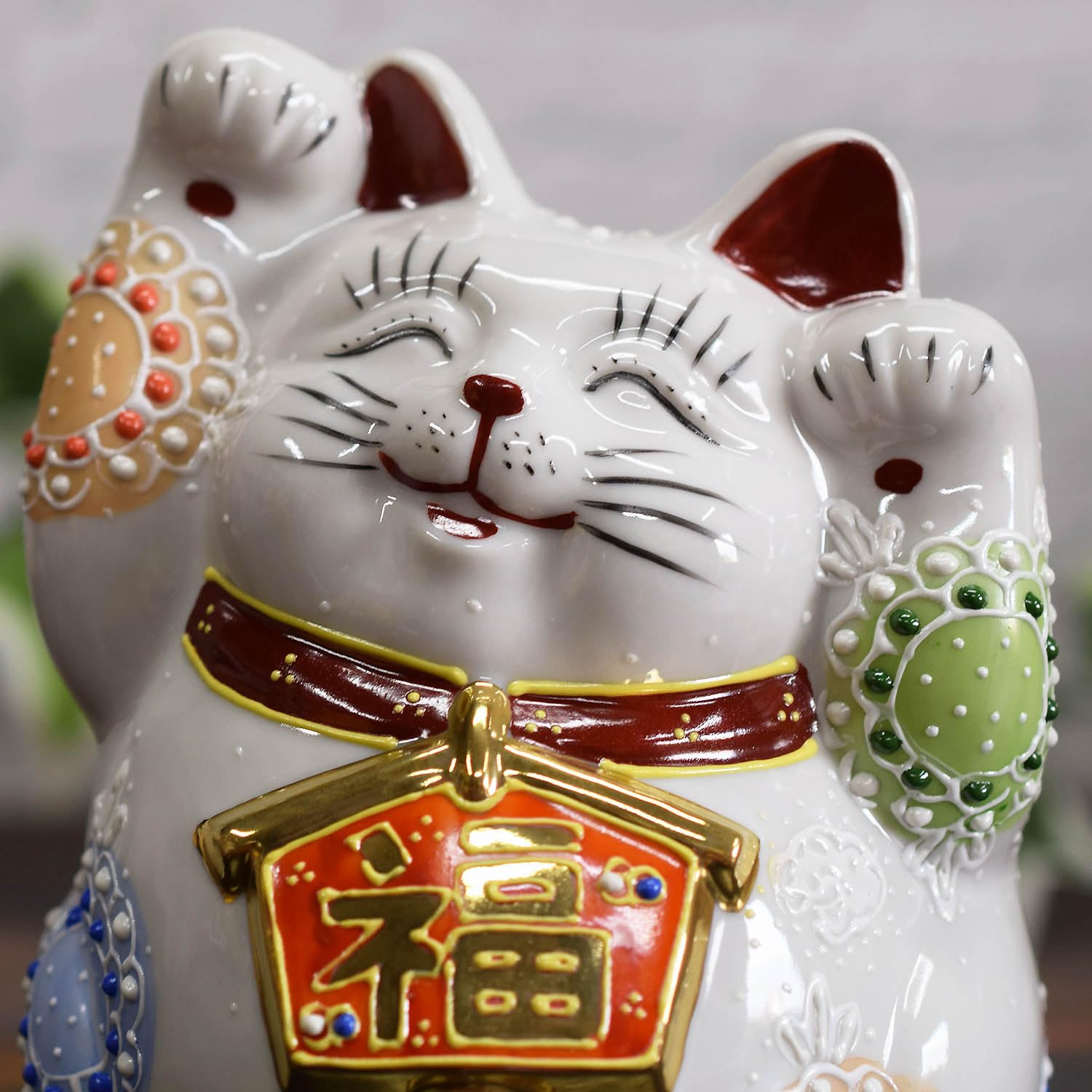 Amazon.co.jp: 和座の蔵 かわいい 招き猫 置物 九谷焼 両手上げ