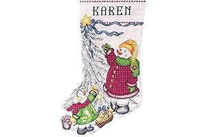 Tobin Trim a Tree Snowman Cross Stitch Stocking Kit: Embroider the Perfect...