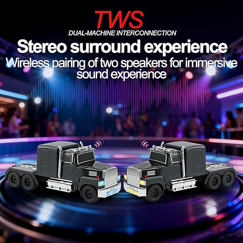 Miniatura 4 de WS-570 Retro American Truck Modelo Bluetooth Replica Altavoz - Sonido HD portátil, TWS estéreo, radio FM, luces LED de fiesta, micrófono integrado