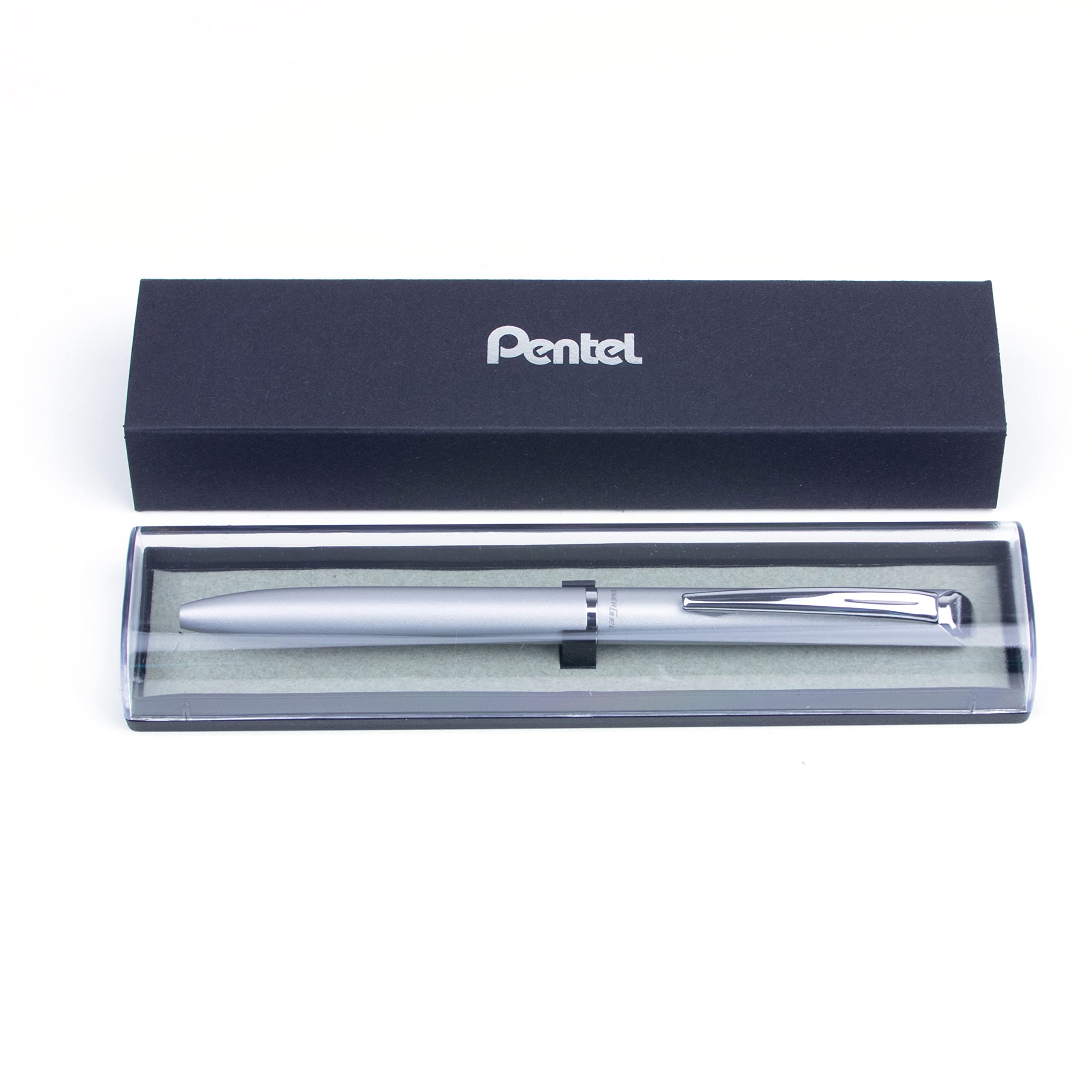 Pentel EnerGel Liquid Gel Retractable Rollerball Pen, Silver Metal Barrel, Gift, Everyday Writing, Office Supplies, Black Ink, 0.7mm Medium Point, BL2007Z-AE1, 1 Each Includes Gift Box