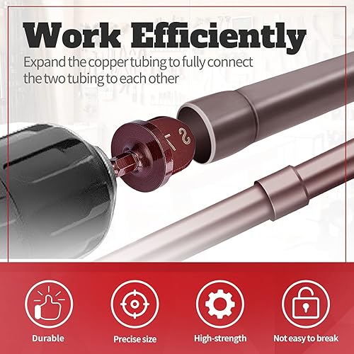 Miniatura 7 de ColumPRO Herramientas de reparación de HVAC, herramienta de estampación de expansor de tubo de cobre de aire acondicionado, vástago hexagonal de 14