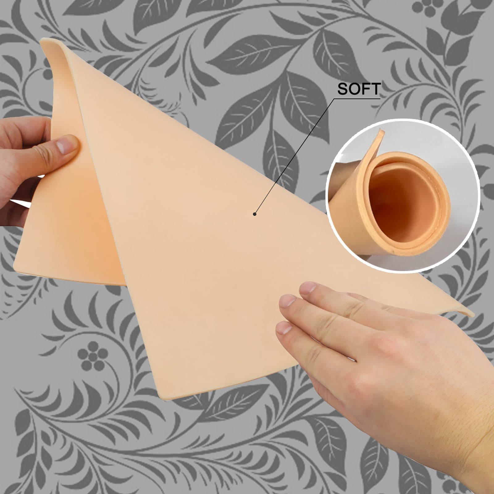 Joyeee 6 Piezas Piel Sintetica Tatuaje 3mm, 29,7×19,5cm Piel de Práctica de Tatuaje Silicona, con 10 Hojas Papel de Transferencia de Tatuajes, para Tatuadores Principiantes y Experimentados