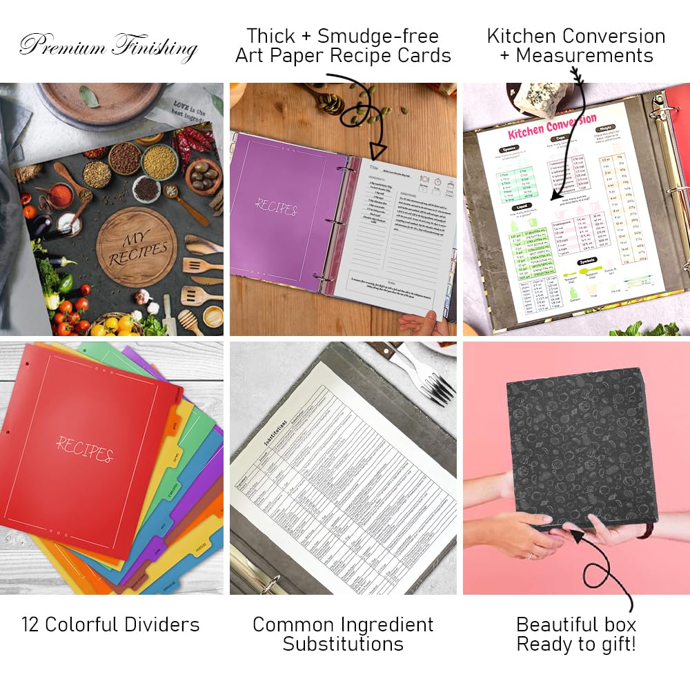 3 ring binder recipe card holder Amazon.com: 3 Ring Recipe Binder 8.5 x 11, 12 Tabbed Recipe Book for Own  Recipes, Recipe Book to Write in Your Own Recipes, Full Page Recipe Binder  with Plastic Sleeves, Recipe Card