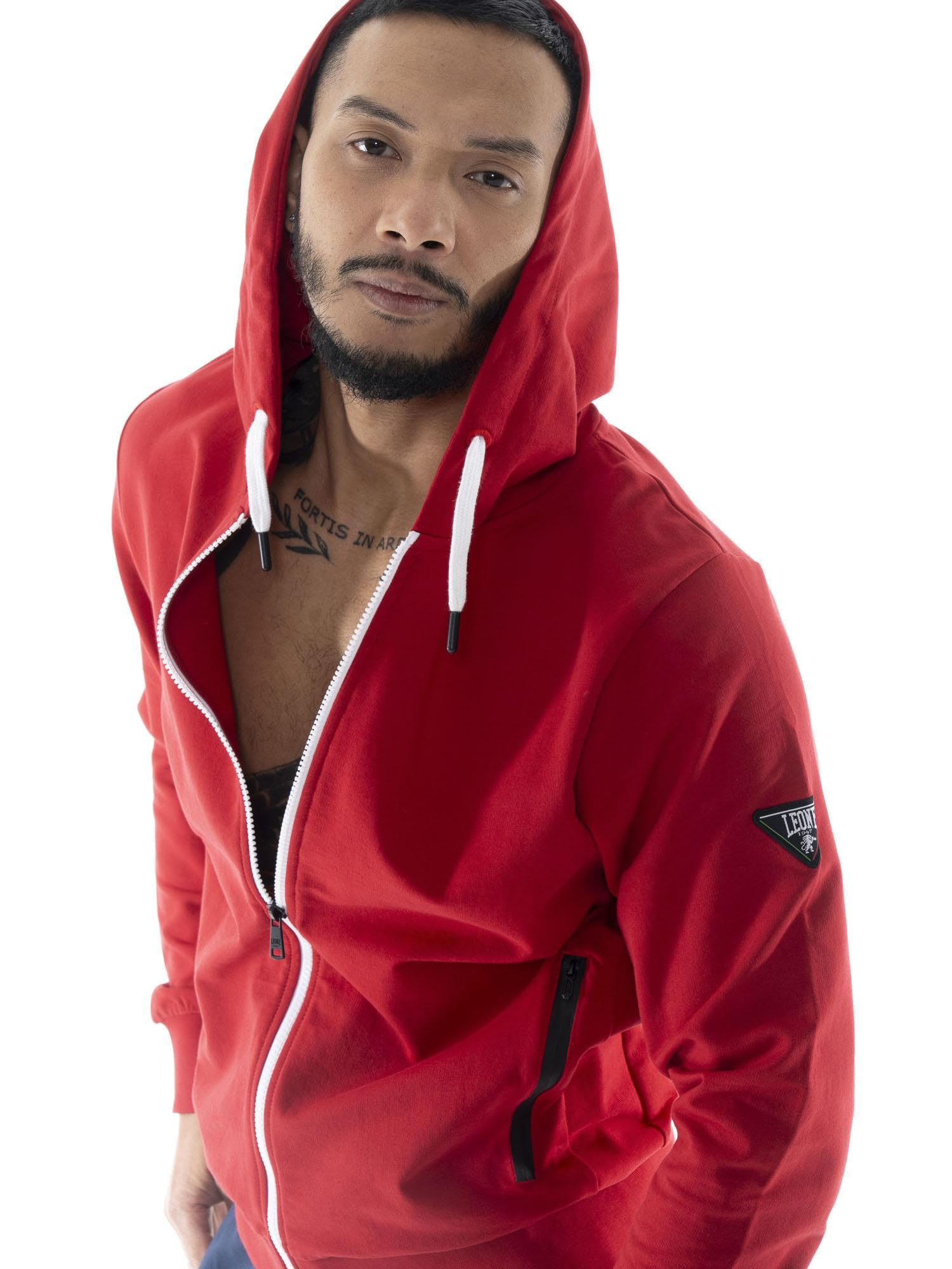 Felpa da Uomo con Cappuccio e Zip Leone Patch