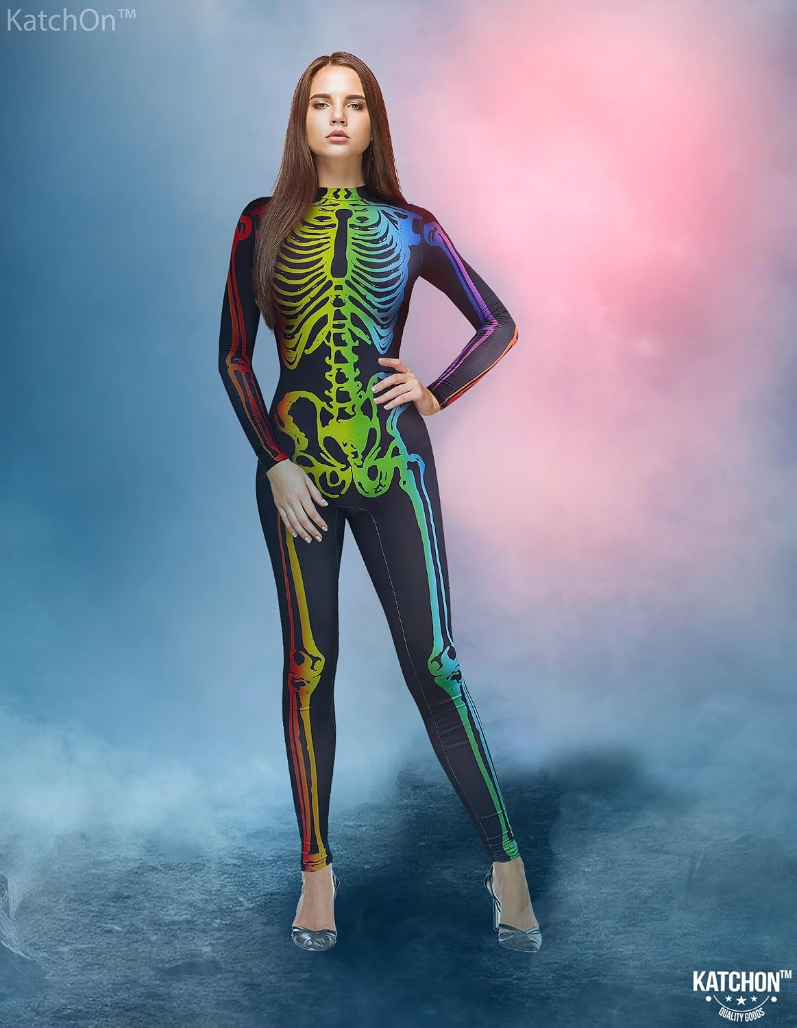 KatchOn Multicolor Skeleton Bodysuit - Women's Halloween Costume
