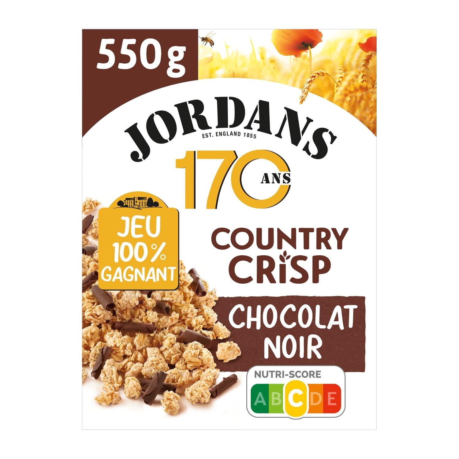 JORDANS – Céréales Croquantes au Chocolat Noir, Petit-Déjeuner Gourmand et Riche en Saveurs (Boîte 550g) - Le Lot De 4