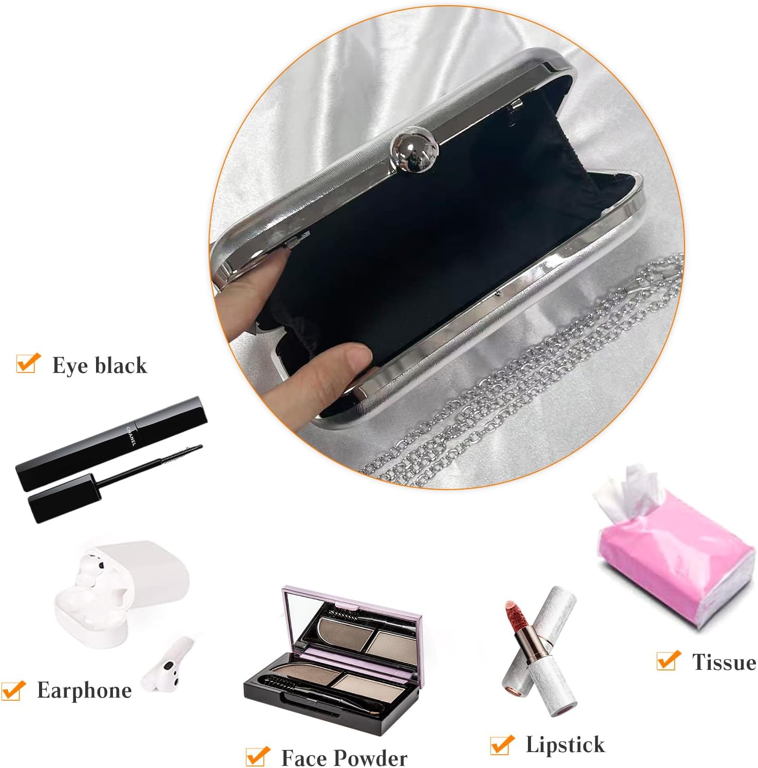 CORIOS Evening Bag for Women Glossy PU Leather Clutch Bridal Wedding Purse Elegant Handbag Retro Shoulder Crossbody Bag