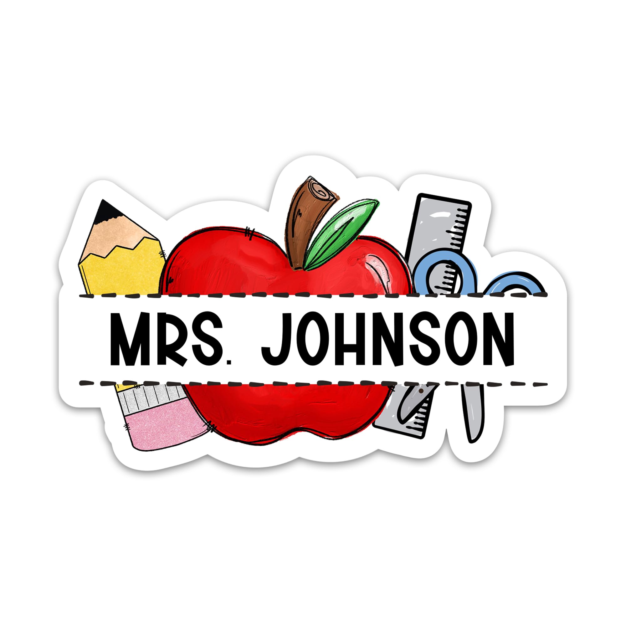 TANGOGLAM Personalized Teacher Sticker, Vinyl Waterproof Teacher Theme Decal, Custom School Teacher Name Stickers for Laptop Water Bottle Tumbler