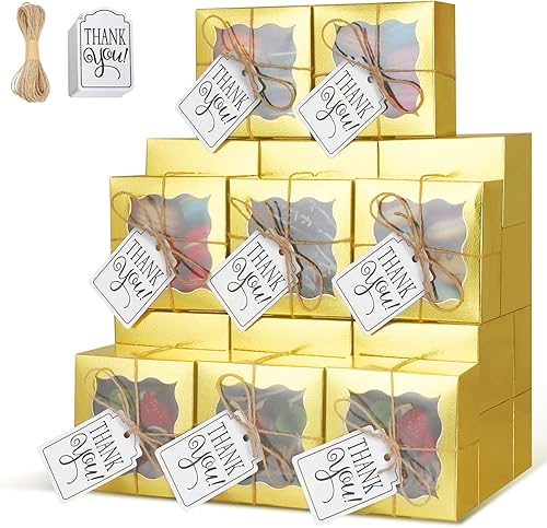 Miniatura 62 de KPOSIYA 120 cajas de panadería marrones con ventana, cajas individuales para cupcakes de 4 x 4 x 2.5 pulgadas, cajas de galletas de papel kraft