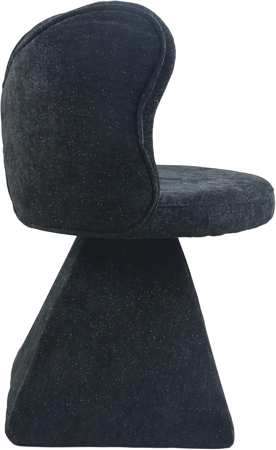 Velvet Swivel Vanity Chair with Butterfly Back, Makeup Stool for Bedroom Dressing Table, Modern Accent Chair for Living Room, Dining Room, Study, Home Office (Black)