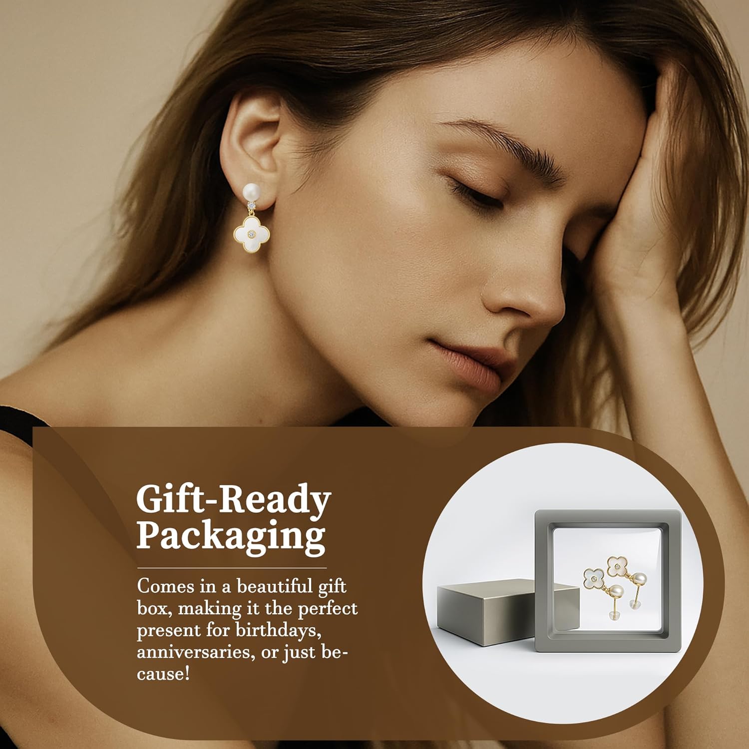 Pearl Earrings for Women,Dainty Small Freshwater Pearl Dangle Earrings Cute Earrings Wedding Jewelry Birthday Gifts for Women - Image 7