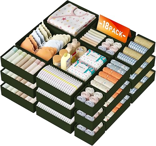 Miniatura 30 de DIMJ Organizador de cajones para ropa, paquete de 15 unidades, organizadores plegables para bebé, organizador de almacenamiento y cómoda para