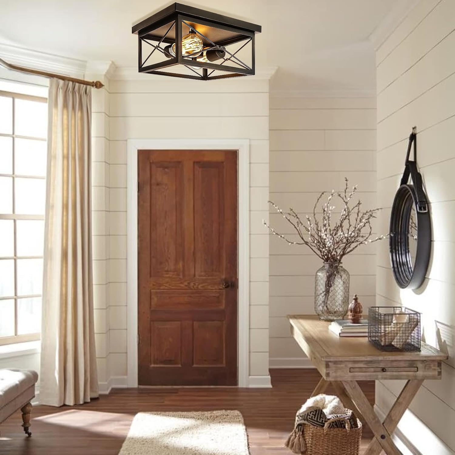 Flаѕh Dеаlѕ - 80% оƒƒ 12 Inch Retro Flush Mount Ceiling Light, 2-Light Rustic Vintage Ceiling Light Fixture, Square Industrial Farmhouse Ceiling Lamp for Entryway, Hallway, Foyer, Dining Room, Living Room, Bedroom, Balcony ❤ Crаzу Dеаlѕ 12 Inch Retro Flush Mount Ceiling Light, 2-Light Rustic Vintage Ceiling Light Fixture, Square Industrial Farmhouse Ceiling Lamp for Entryway, Hallway, Foyer, Dining Room, Living Room, Bedroom, Balcony