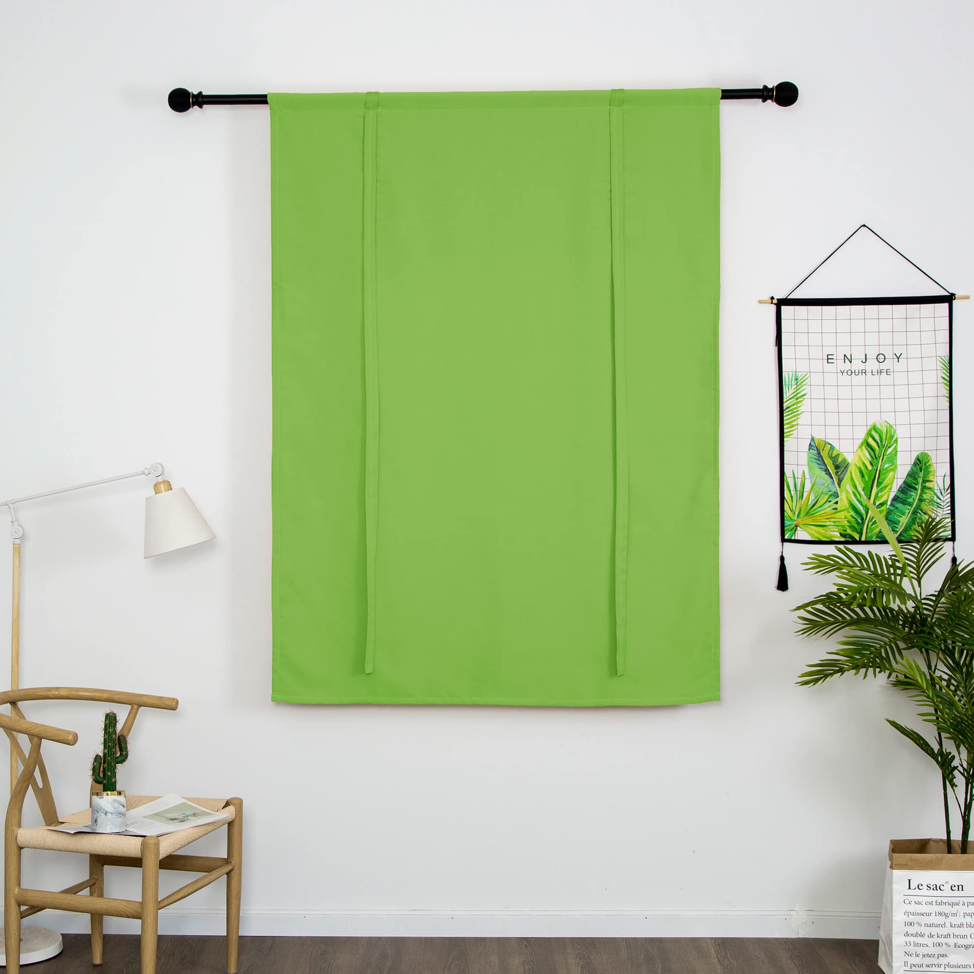 SIMPVALE Roman Blackout Short Curtains with Tie Up Thermal Insulated Blackout Curtain, with Rod Pocket Blind for Bedroom Living Room Kitchen (Green, 120 x 120 cm)