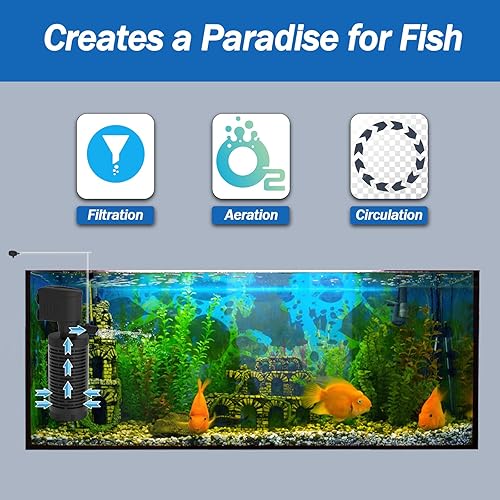 Miniatura 2 de AquaMiracle Filtro de tanque de peces de 4 etapas, filtro sumergible para acuario interno con aireación, para acuarios de 10 a 40 galones