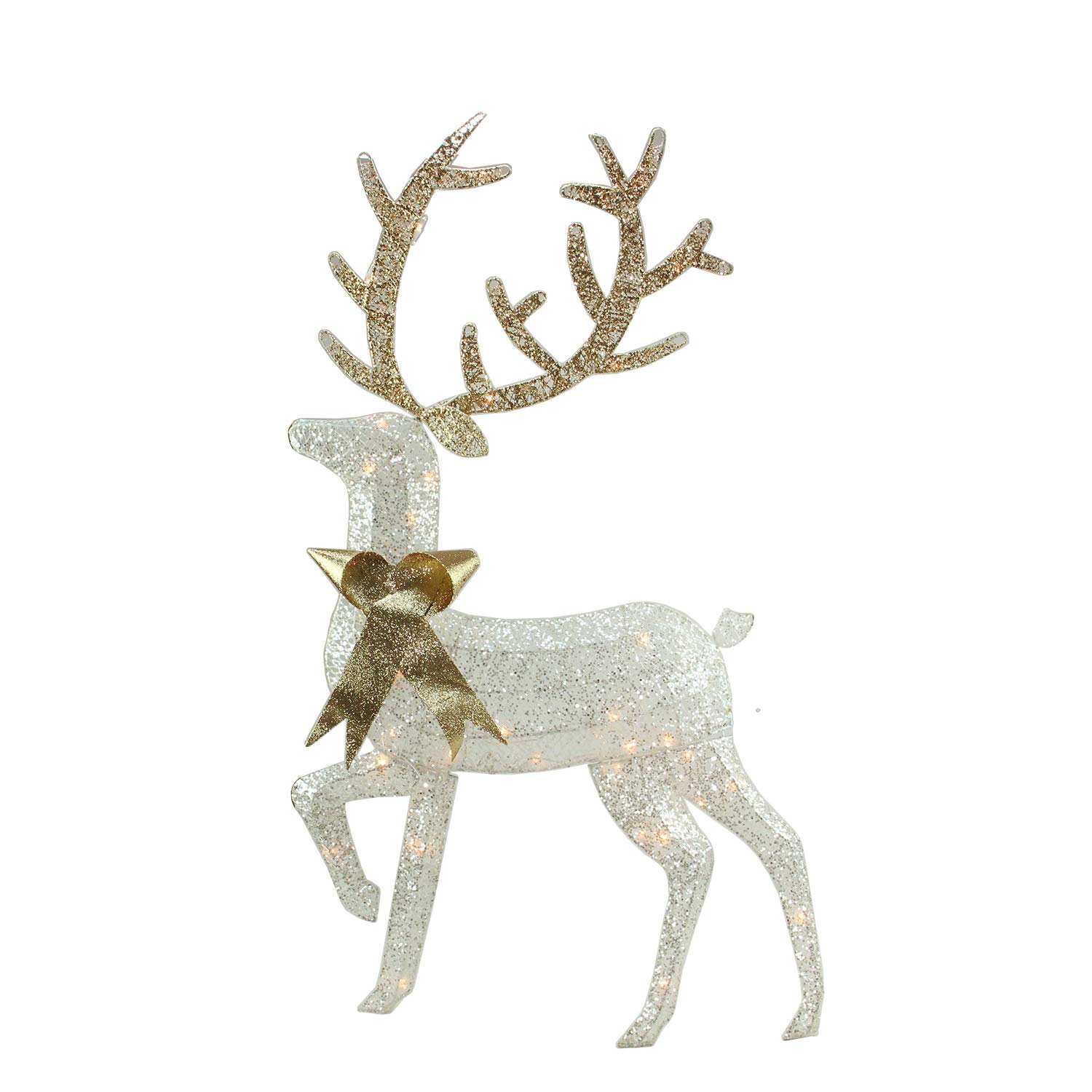 Northlight Lighted 2-D Glitter Reindeer Christmas Yard Art Decoration, 46