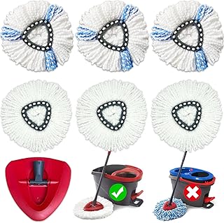 [6 Pack]Mop Replacement Heads Compatible with O-Ceda,Includes 6 Spin Mop Heads 1 Triangle Rotating Mop Base,EasyWring-Easy to Replace,100% Microfiber Mop Refill Heads