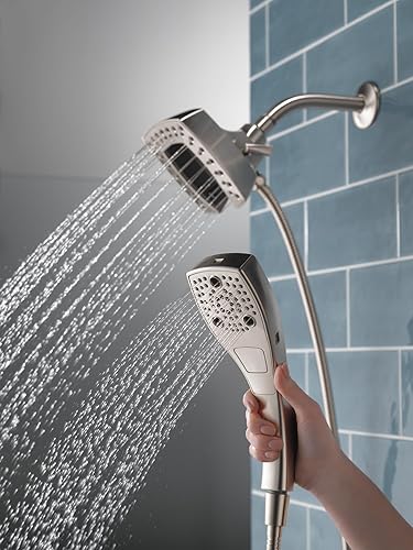 Miniatura 49 de Delta Faucet 5-Spray In2ition - Cabezal de ducha doble con rociador de mano, cabezal de ducha cromado con manguera, cabezales de ducha, acoplamiento