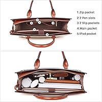 Vista 5 de BROMEN Maletín de cuero para mujer 15.6 pulgadas Vintage Laptop Shoulder Bag Business Tote Bolso de trabajo