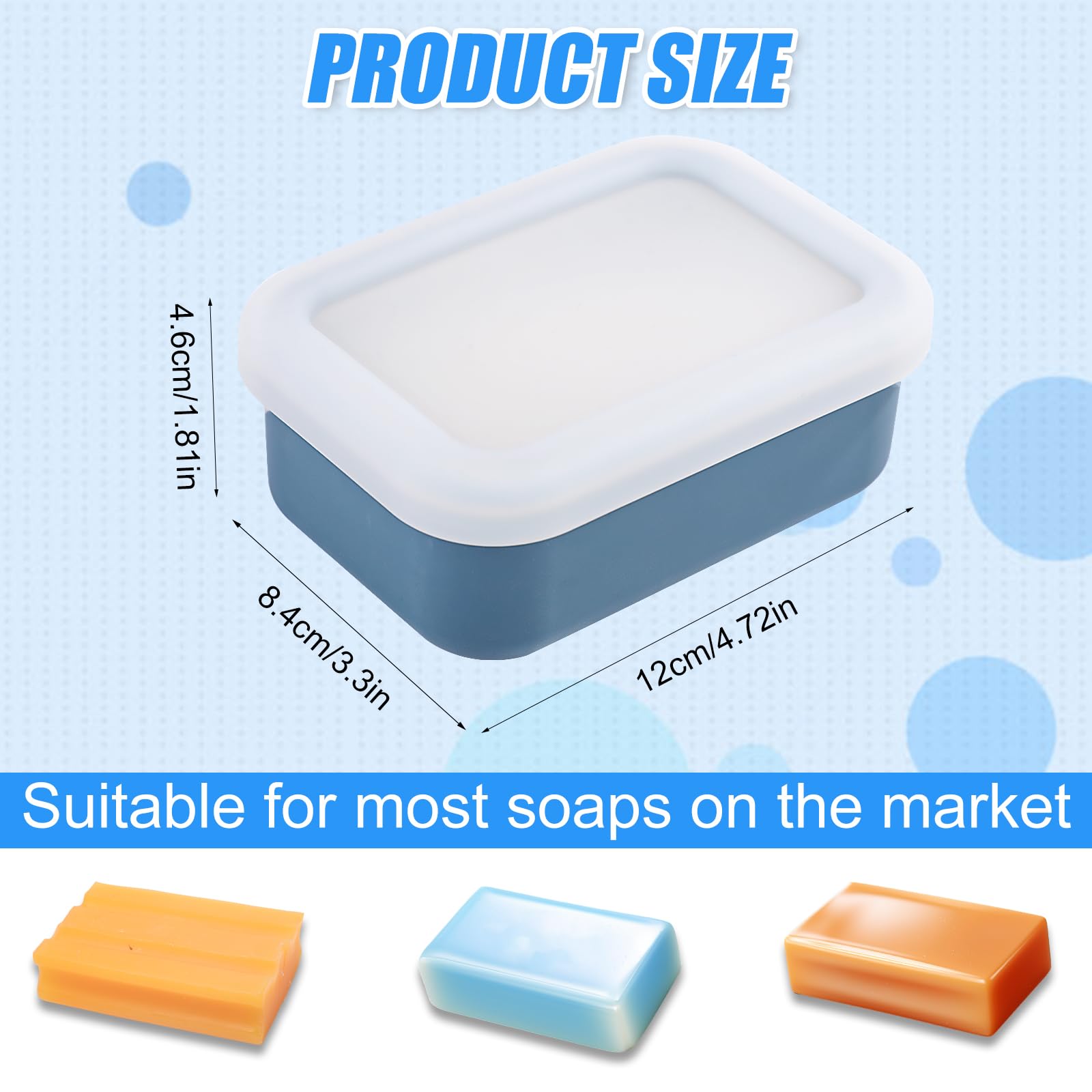 Travel Soap Dish, 4.72x3.31x1.81in Premium Silicone Soap Case with Soap Pad Leak-Proof Design Soap Container Box Shampoo Bar Holder for Traveling Outdoors Activities Bathroom Home Supplies(Blue)