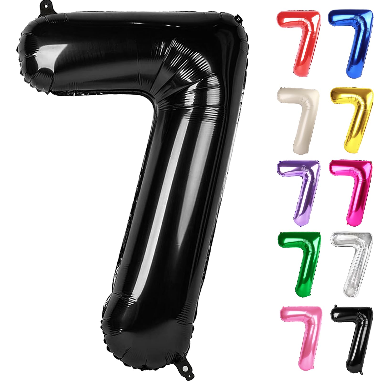 Black Number 7 Balloon 40 Inch, 7 Balloon Number, 7th Birthday Decorations, Black Party Supplies for Boys Girls