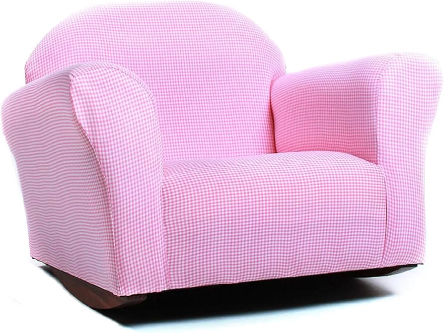 Knock on wood イス Amazon.com: Gingham Rocking Chair for Kids – Soft Microsuede