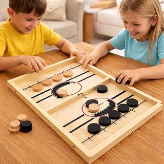 String Hockey Wooden Board Game for Kids & Family | Fast Sling Puck Table Game | Educational Indoor Skill Development | Ag... Price In India
